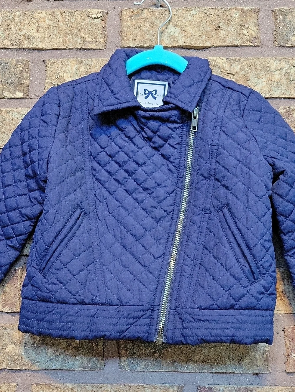 Gymboree Quilted Asymmetrical Zip Navy Jacket Size XS